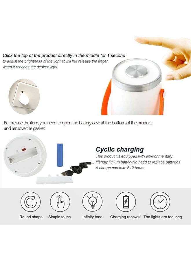 Excefore Camping Lights and Lanterns Colbor Touch Panel USB Rechargeable LED Flashlight Dimmable Night Light Sensor Outdoor Hiking Reading for Camping Hiking and Outdoor Activities - Image 5