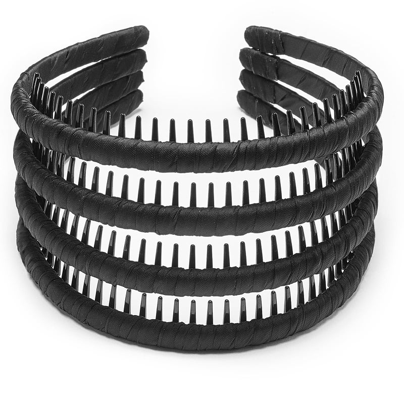 STHUAHE4PC Multicolor Protection Resin Teeth Comb Hair Hoop Hairband Headband Hair Accessories by Beauty hair (Black-4PCS) - Image 1