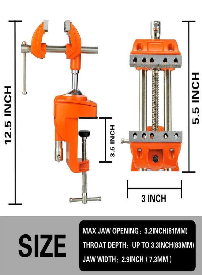 MAXMAN Clamp Bench Vise with Post Universal, Woodworking Vise, 360° Heavy Duty Cast Steel, Table Clamp Vise with Swivel Base for Workbench DIY Projects, Handcraft Creations - Image 2