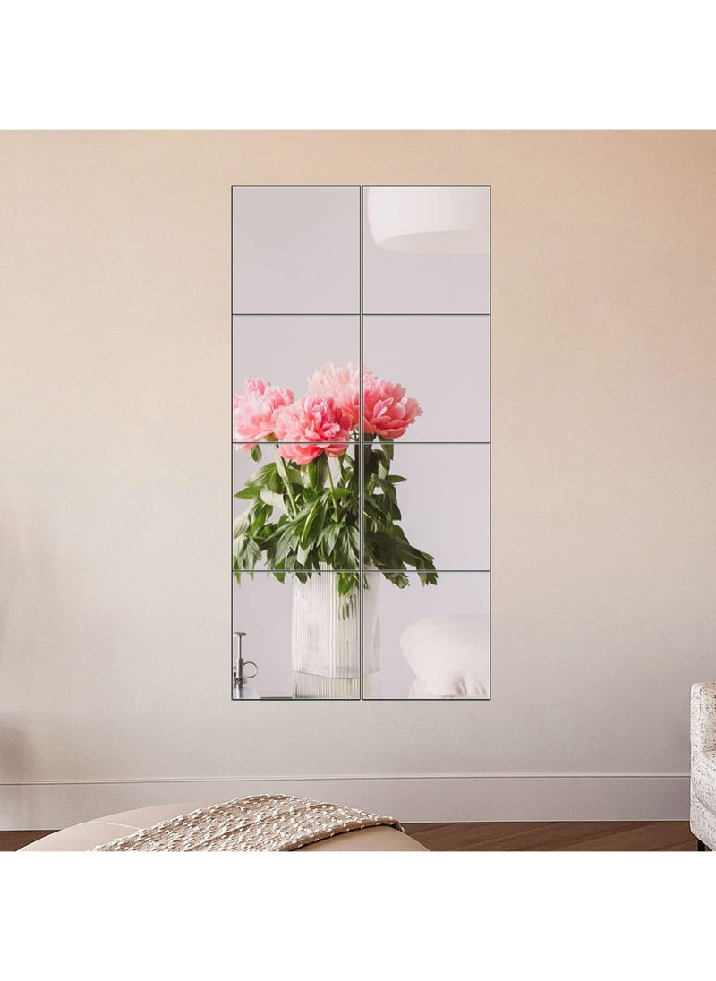 Arabest Full Length Mirror Tiles - 12 Inch x 8Pcs Frameless Wall Mirror Full Body Mirror for Home Gym Vanity Bedroom, Living Room  - Image 2