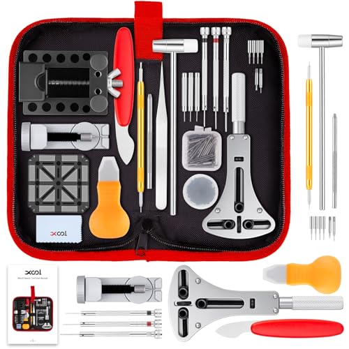 XOOL 151 PCS Professional Watch Repair Tool Kit Includes Watch Battery Change Kit Watch Case Opener Link Remover Spring Bar Tools Screwdrivers and Portable Carrying Case with Instruction Manual - Image 1