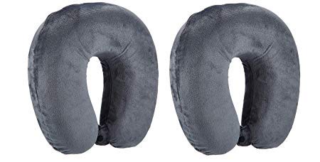 blue tree Unisex U-Shaped Micro Fibre Soft Cushions Neck Rest Pillow for Travel, Car, Train, Flight, Bus (Grey) (Grey, Medium) - Image 1