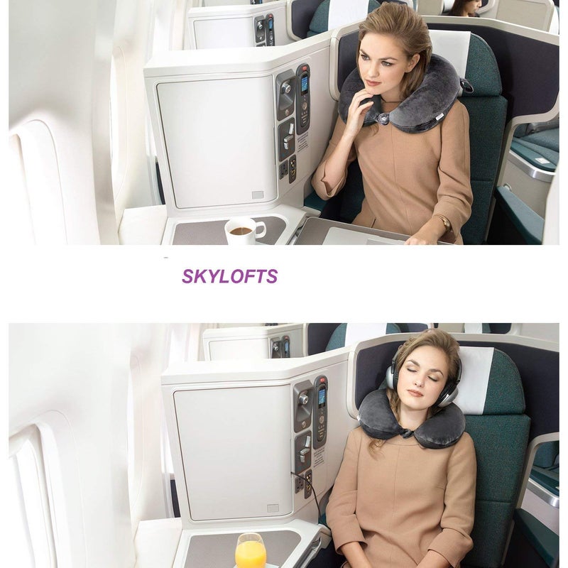 blue tree Unisex U-Shaped Micro Fibre Soft Cushions Neck Rest Pillow for Travel, Car, Train, Flight, Bus (Grey) (Grey, Medium) - Image 5