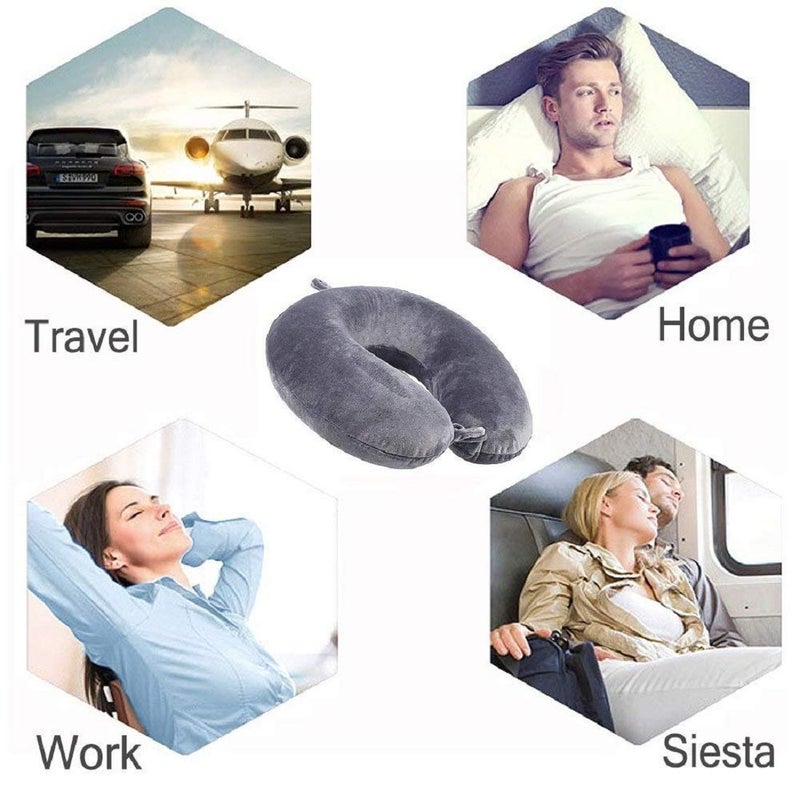 blue tree Unisex U-Shaped Micro Fibre Soft Cushions Neck Rest Pillow for Travel, Car, Train, Flight, Bus (Grey) (Grey, Medium) - Image 4