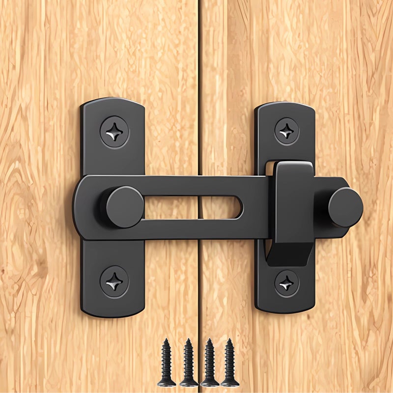 DOUBLE 2 C Barn Door Lock Sliding Door Lock Hardware Carbon Steel Door Latches for Cabinet Closet Window Door Black