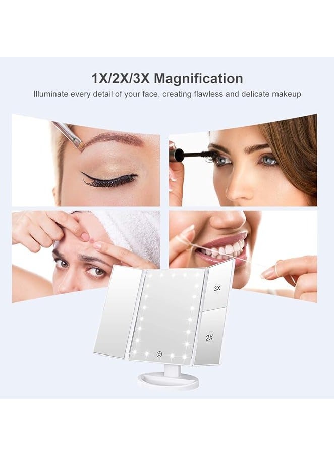 مرآة ماكياج قابلة للدوران مزودة بمصابيح ليد ثلاث ألوان - Image 3