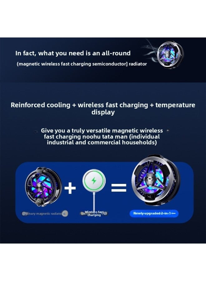 [Wireless Charging Magnetic/Back Clip Dual-purpose] Applicable To Apple Mobile Phone Radiator 16promax Live Special-Color:[24w High Power + Magnetic Back Two-in-one] Temperature Digital Display☆Tec Semiconductor Refrigeration☆Mute☆Fast Cooling☆Free Finger Cot Versatile [black]  - Image 4