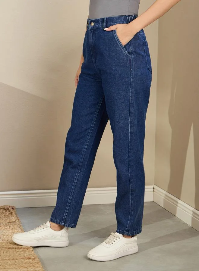 SASSAFRAS Sassafras Women High Rise Washed Tapered Jeans