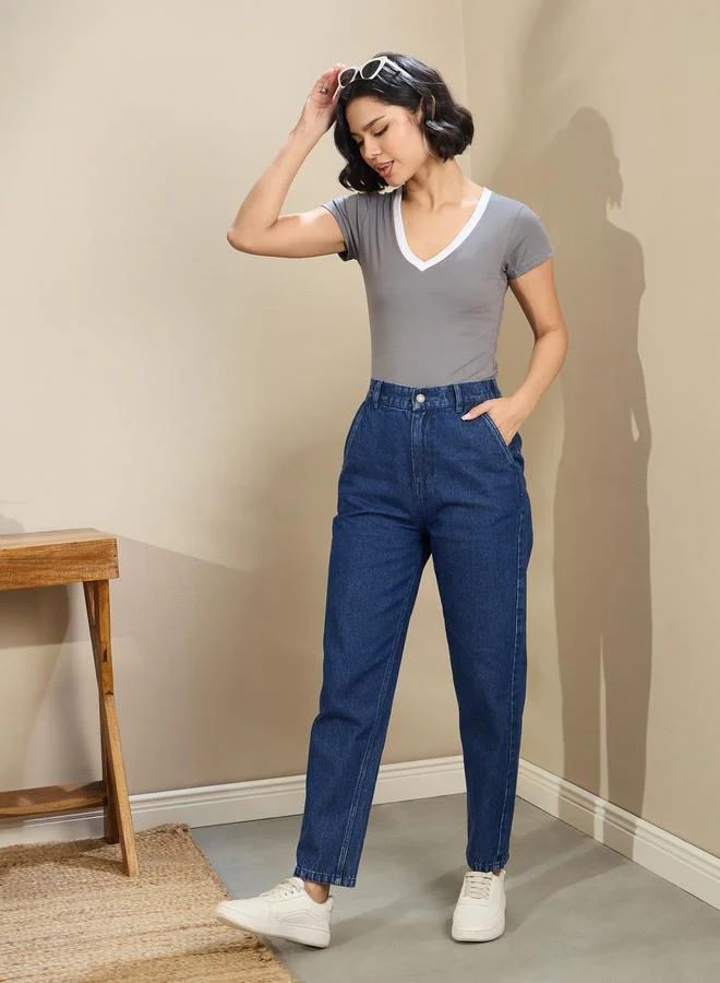 SASSAFRAS Sassafras Women High Rise Washed Tapered Jeans