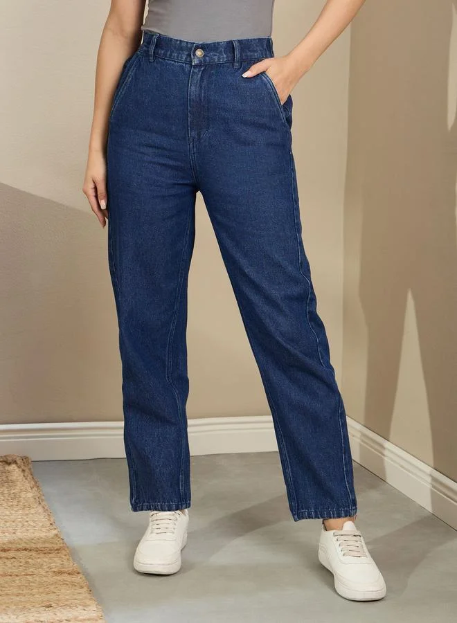 SASSAFRAS Sassafras Women High Rise Washed Tapered Jeans