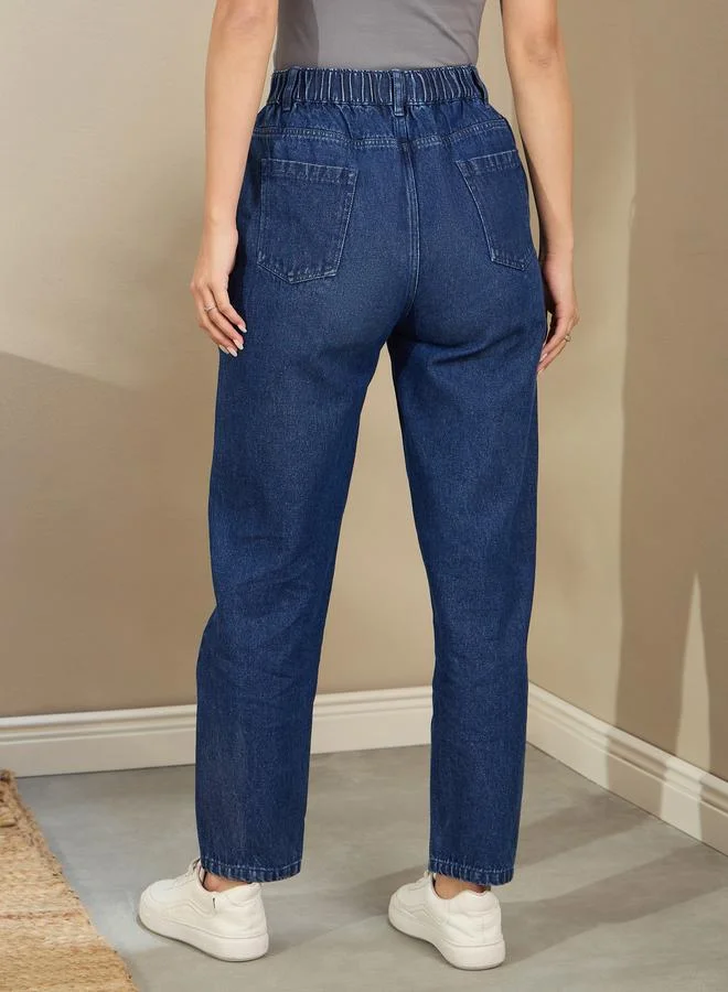 SASSAFRAS Sassafras Women High Rise Washed Tapered Jeans