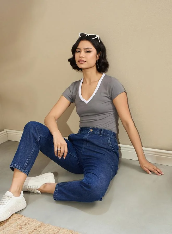 SASSAFRAS Sassafras Women High Rise Washed Tapered Jeans