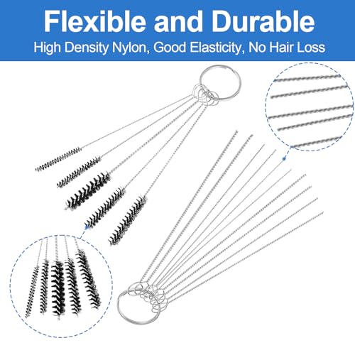 Coeweule Carburetor Cleaning Kit Premium Torch Tip Cleaner Stainless Steel 13 Clean Line Set 10 Needles 5 Nylon Brushes 1 Pointed Picks for Small Engine Lawnmower Welding Stove Airbrush Spray Gun - Image 5