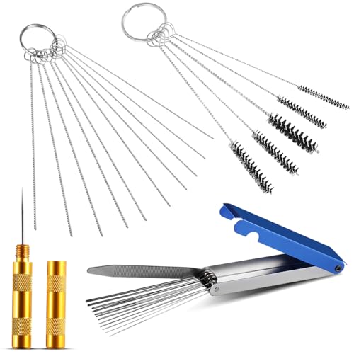 Coeweule Carburetor Cleaning Kit Premium Torch Tip Cleaner Stainless Steel 13 Clean Line Set 10 Needles 5 Nylon Brushes 1 Pointed Picks for Small Engine Lawnmower Welding Stove Airbrush Spray Gun - Image 1