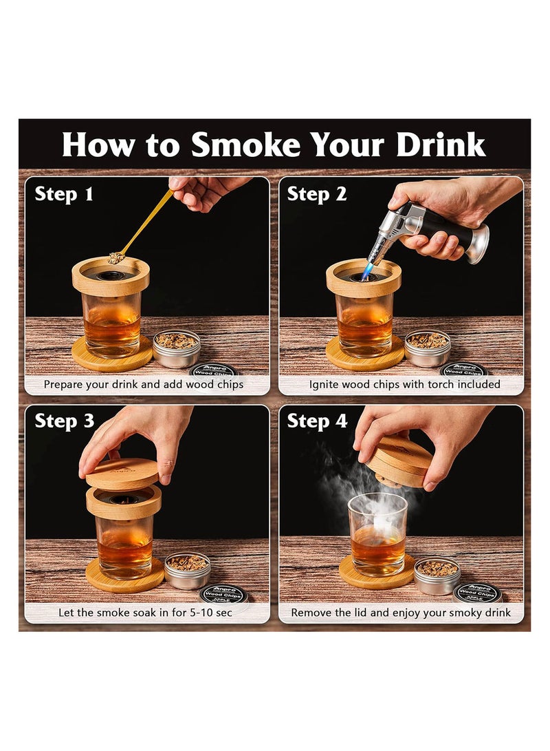 Anpro Premium Cocktail Smoker Kit with Natural Wood Chips, Torch, Whiskey and Bourbon Drink Infuser Set for Old Fashioned Cocktails – Ideal Gift for Bartenders & Home Use - Image 4