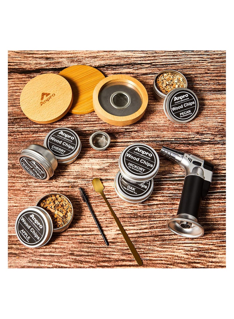 Anpro Premium Cocktail Smoker Kit with Natural Wood Chips, Torch, Whiskey and Bourbon Drink Infuser Set for Old Fashioned Cocktails – Ideal Gift for Bartenders & Home Use - Image 2