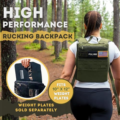 Polyfit Rucking Backpack 20 Weighted Ruck Pack for Weight Plates Patent Pending SideLoading Rucksack for Walking Running Rucking Strength and Endurance Training Black Camo - Image 3
