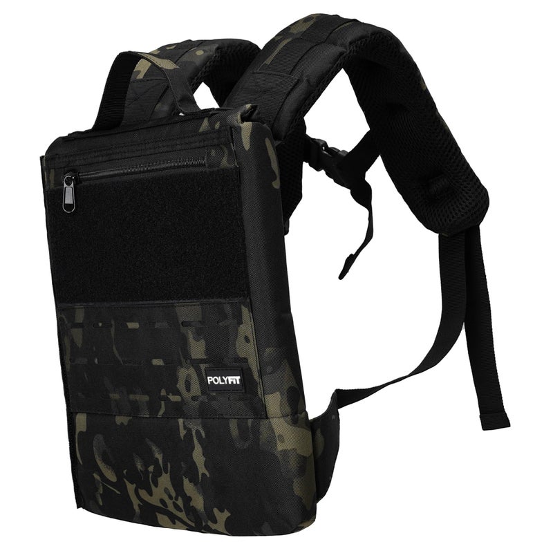 Polyfit Rucking Backpack 20 Weighted Ruck Pack for Weight Plates Patent Pending SideLoading Rucksack for Walking Running Rucking Strength and Endurance Training Black Camo - Image 2