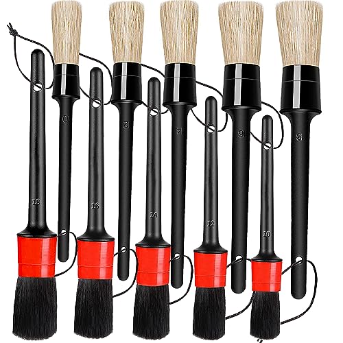 LANNEY Detailing Brush Set 10 Pcs Detail Brushes Car Detailing Auto Boar Hair Car Detailing Kit for Cleaning Interior Exterior Vehicles Wheels Leather Engine Dashboard - Image 1