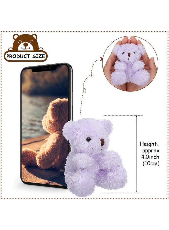 Threan 8 Pcs Mini Plush Bears 4'' Small Bear Bulk Stuffed Animal Toys Tiny Soft Bear Doll Present Stuffers For Keychain Baby Shower Party Favors Supplies(Pink, Purple, Brown, Apricot) - Image 2