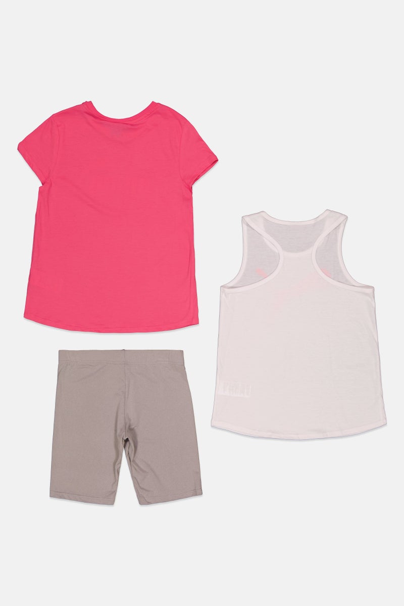 PUMA طقم بنات للأطفال مكون من 3 قطع، أبيض - Image 2