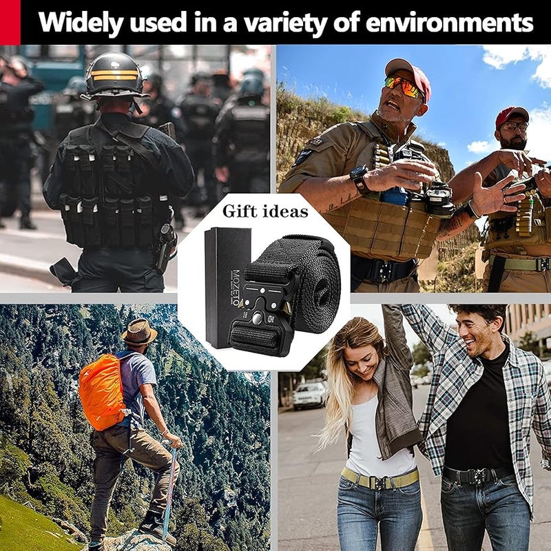 MOZETO Tactical Belts for Men Military Style Work Hiking Riggers Web Gun Belt with Heavy Duty Quick Release Metal Buckle - Image 4