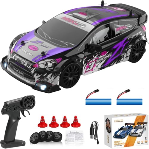 MICROMINI 1:24 Scale High Speed 4WD RC Drift Car – 30Km/Hr with 2 Batteries, LED Lights, Extra Tires, Cones & USB Charger | Rare Model, Full Drift Kit for Kids & Adults | Remote Controlled Racing Car - Image 1