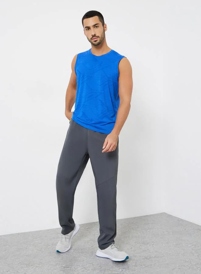 Styli Active Men Blue Printed Performance Relaxed Tank