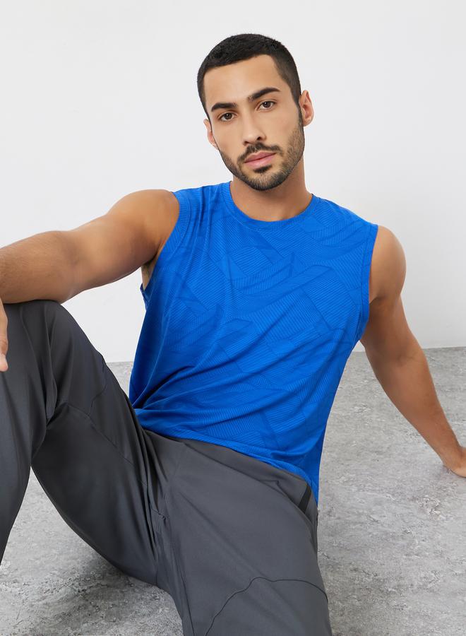 Styli Active Men Blue Printed Performance Relaxed Tank - Image 3