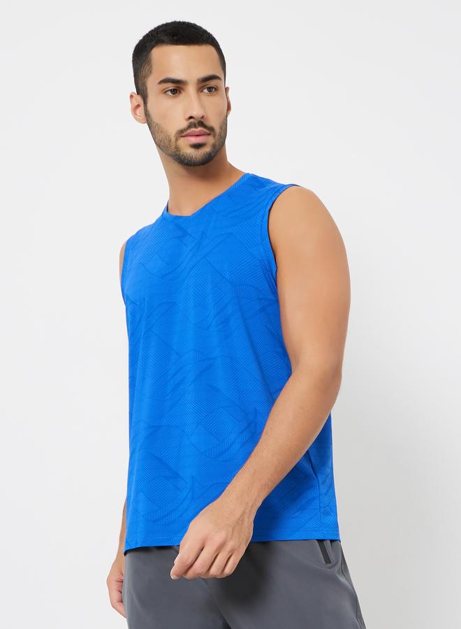 Styli Active Men Blue Printed Performance Relaxed Tank - Image 1