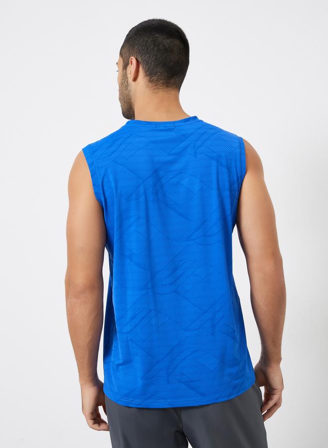 Styli Active Men Blue Printed Performance Relaxed Tank - Image 5