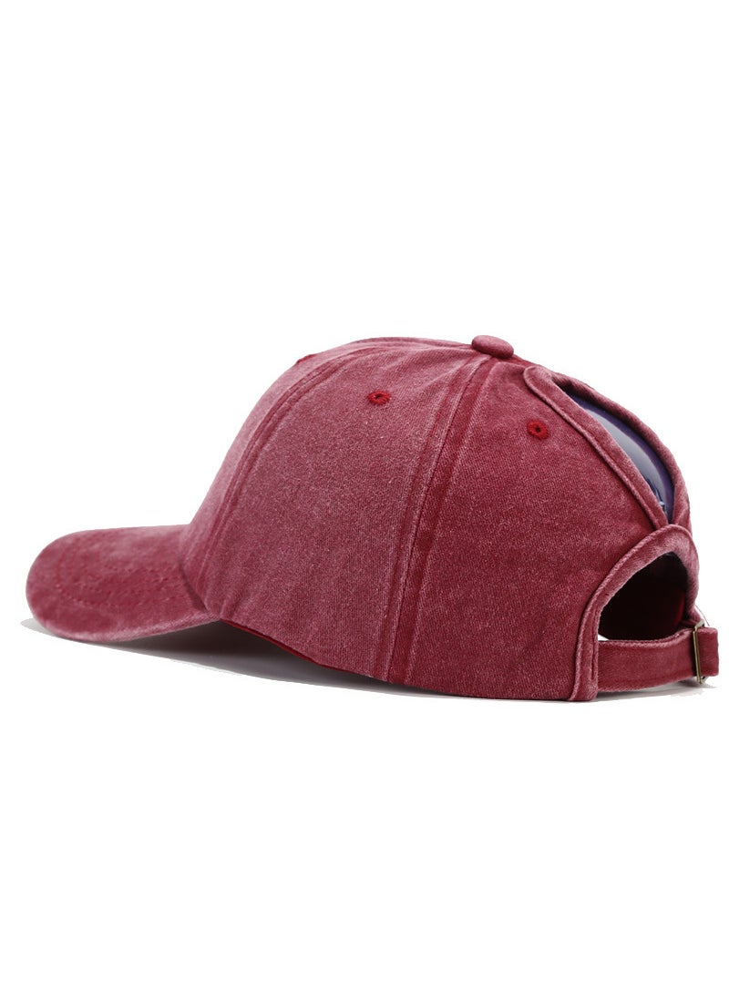 Generic Embroidered Cotton Dad Cap Adjustable Wine red 