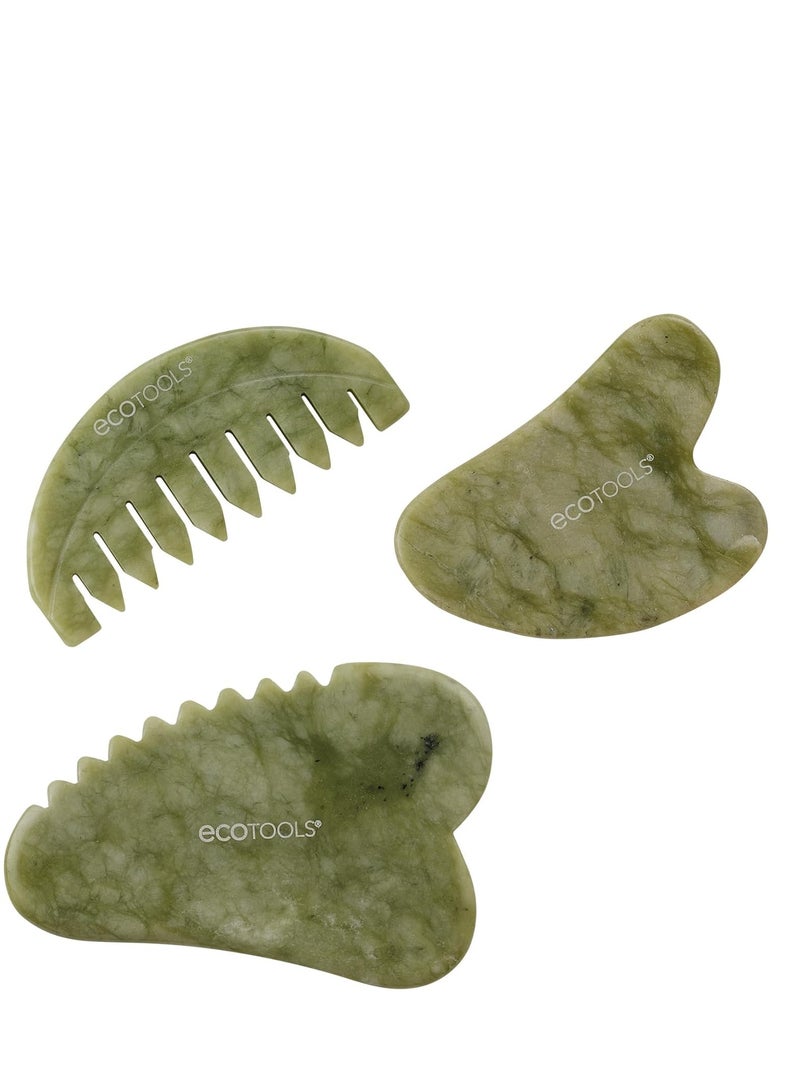 Ecotools Eco Tools 3-Piece Jade Scalp, Body, and Face Gua Sha Gift Set - Image 1