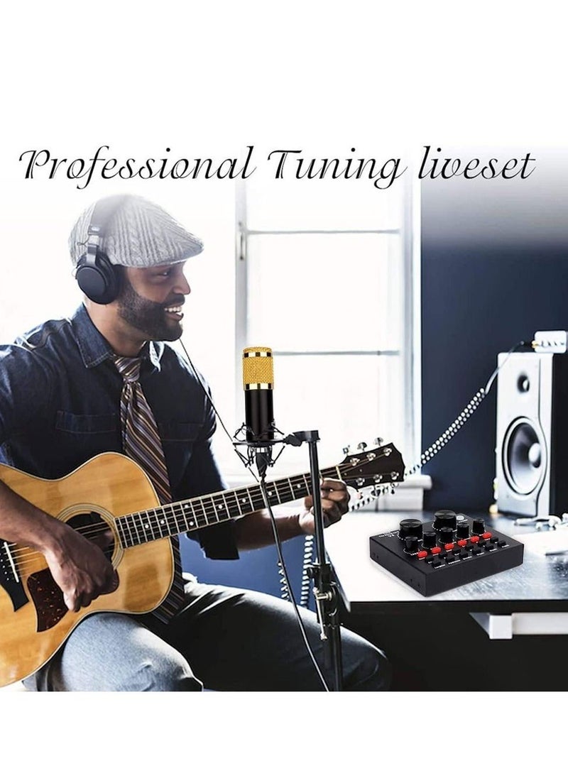 Generic - Microphone,Live Sound Card & BM800 Suspension Microphone Kit Broadcasting Recording Condenser Microphone Set Intelligent Volume Audio Mixer Sound Card for Computer PC Live Sound - Image 1
