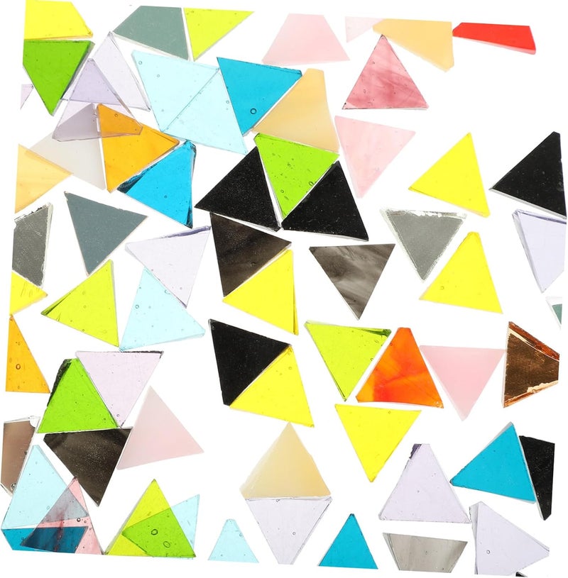 Mixed Hue Transparent Mosaic Tiles DIY Craft Pieces Triangular Delicate Tiles for Home Garden Decor Smooth Polished Surface for Vases Lamps Picture Frames and DIY Art Projects - Image 1