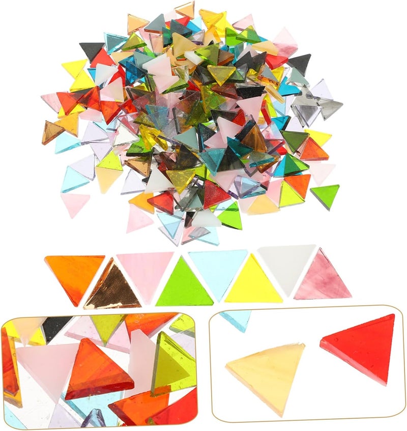 Mixed Hue Transparent Mosaic Tiles DIY Craft Pieces Triangular Delicate Tiles for Home Garden Decor Smooth Polished Surface for Vases Lamps Picture Frames and DIY Art Projects - Image 3