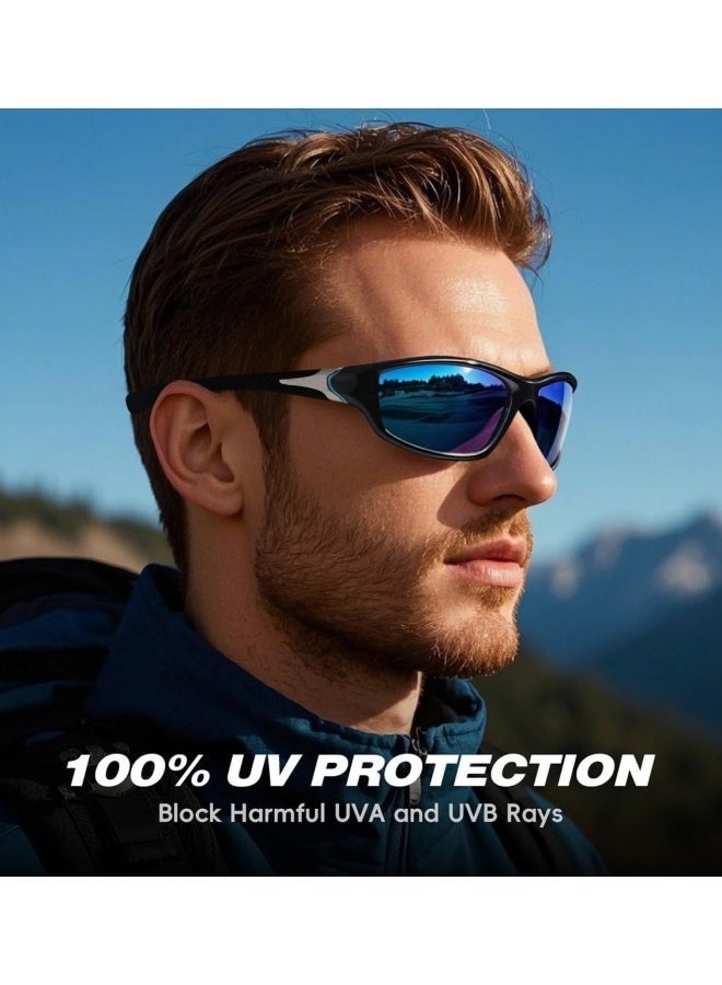 COYO 3 Pieces Sports Polarized Sunglasses For Men Cycling Driving Fishing UV400 Protection (Glasses+Rope) - Image 2