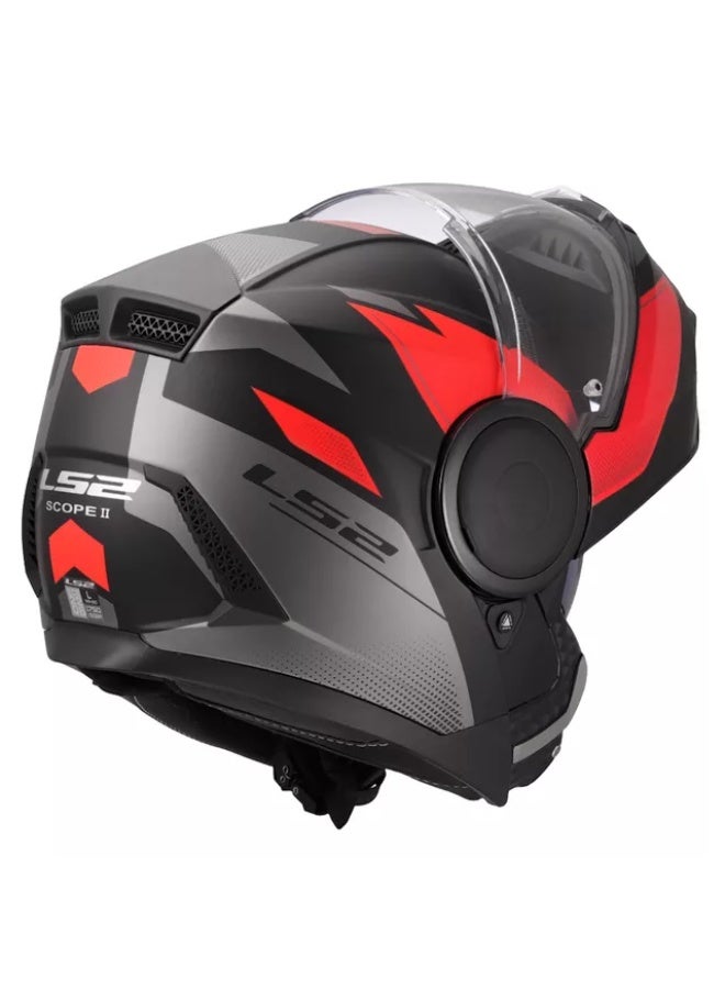 LS2 HELMETS LS2 FF902 SCOPE Modular Helmet Color: Matt Black Red - Image 2