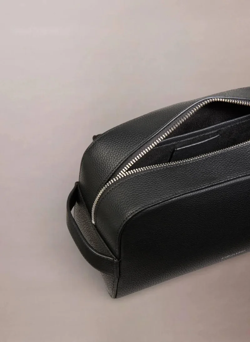 Calvin Klein Black Leather Wash Bag for Men | Best Price UAE