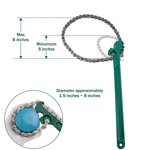 BokWin 16 Inch Heavy Duty Ratcheting Chain Wrench Adjustable Oil Filter Wrench Pipe Fittings Tools Spanner Multi-Purpose Remover Tool - Image 3