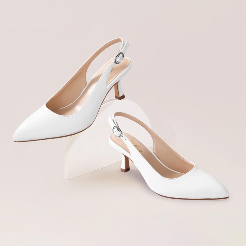 Ankis Women's Slingback Kitten Heels Closed Pointed Toe Low Heel Pumps Comfortable Dress Shoes for Wedding Party Work Office Business Casual Daily Wear 2.5inch - Image 4