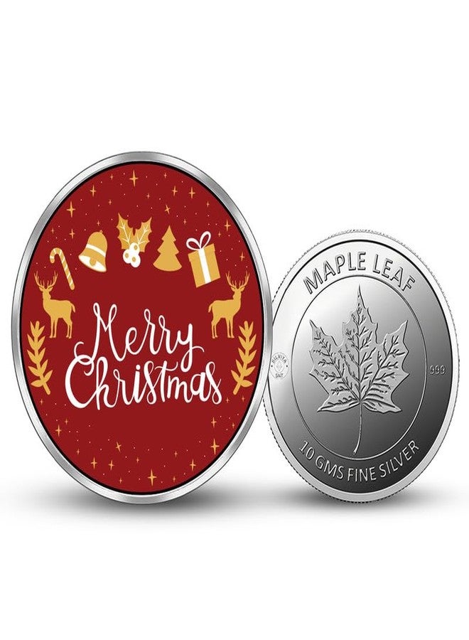 Silviya BIS Hallmarked X-Mas 999 Pure Silver Coin (10 Gram) Round Shape: Christmas Gift - Festive Season Present - Stocking Stuffer - Religious Coin - Image 1