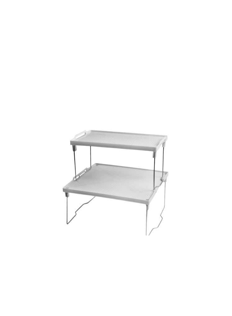 2-Tier Durable Plastic Organizer Shelf with Stylish and Practical Metal Legs Provides You More Space to Store and Organize Every Small or Large Item in a Neat and Organized Way AR - Image 1