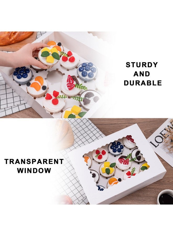 Hoewina 6PCS Cupcake Boxes - Hold 12 Count Cupcake Containers with Window, Food Grade Cupcake Holder Easy Transport and Presentation - Ideal for Cupcakes, Desserts, and More - Image 3