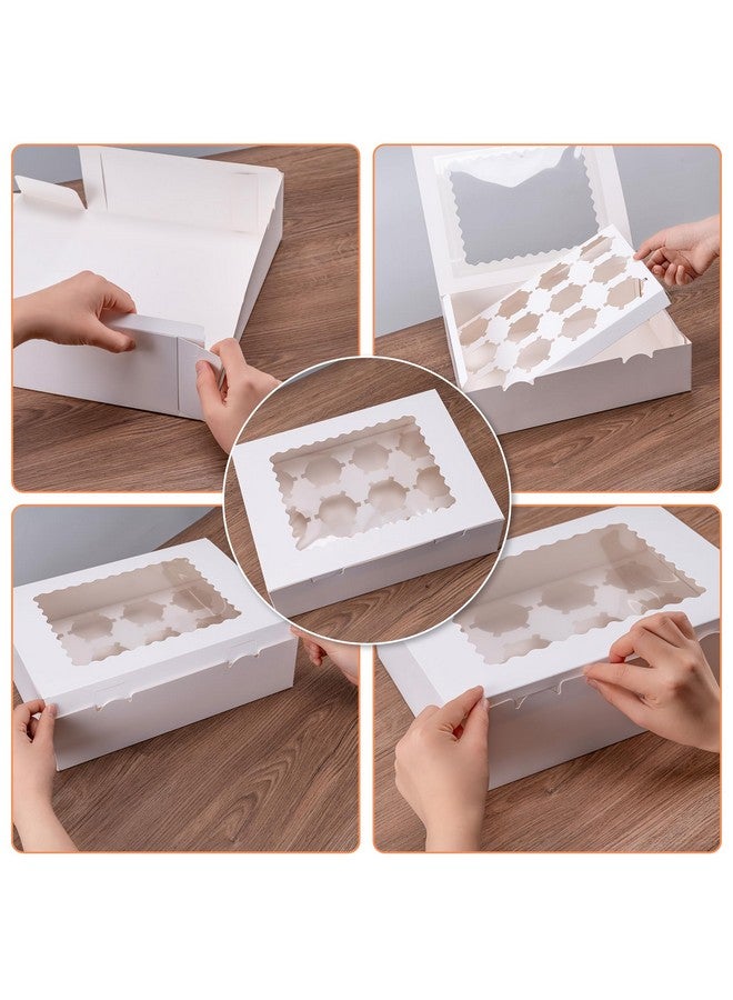 Hoewina 6PCS Cupcake Boxes - Hold 12 Count Cupcake Containers with Window, Food Grade Cupcake Holder Easy Transport and Presentation - Ideal for Cupcakes, Desserts, and More - Image 5