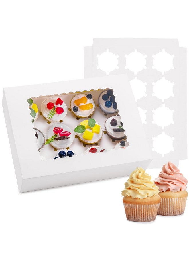 Hoewina 6PCS Cupcake Boxes - Hold 12 Count Cupcake Containers with Window, Food Grade Cupcake Holder Easy Transport and Presentation - Ideal for Cupcakes, Desserts, and More - Image 1