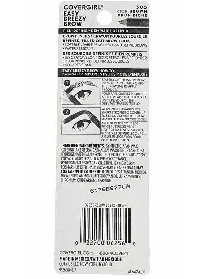 CoverGirl CoverGirl Easy Breezy Brow, Fill+Define Pencils [505] Rich Brown 2 ea ( Pack of 4)  - Image 3