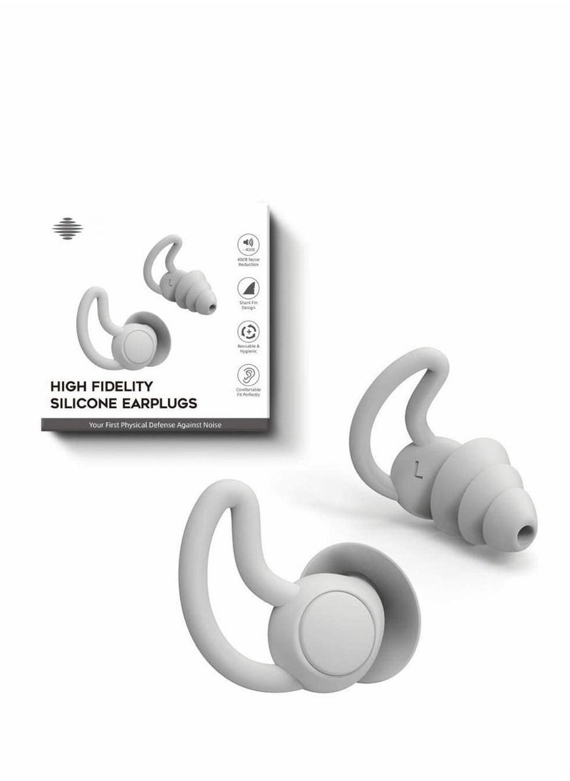 Generic Reusable Silicone Ear Plugs Noise Reduction Earplugs, Easy to Use and Carry, Sleeping Ear Plugs Ear Caps for Light Sleeper Work Read TravelLightweight and Small (Grey)  - Image 1