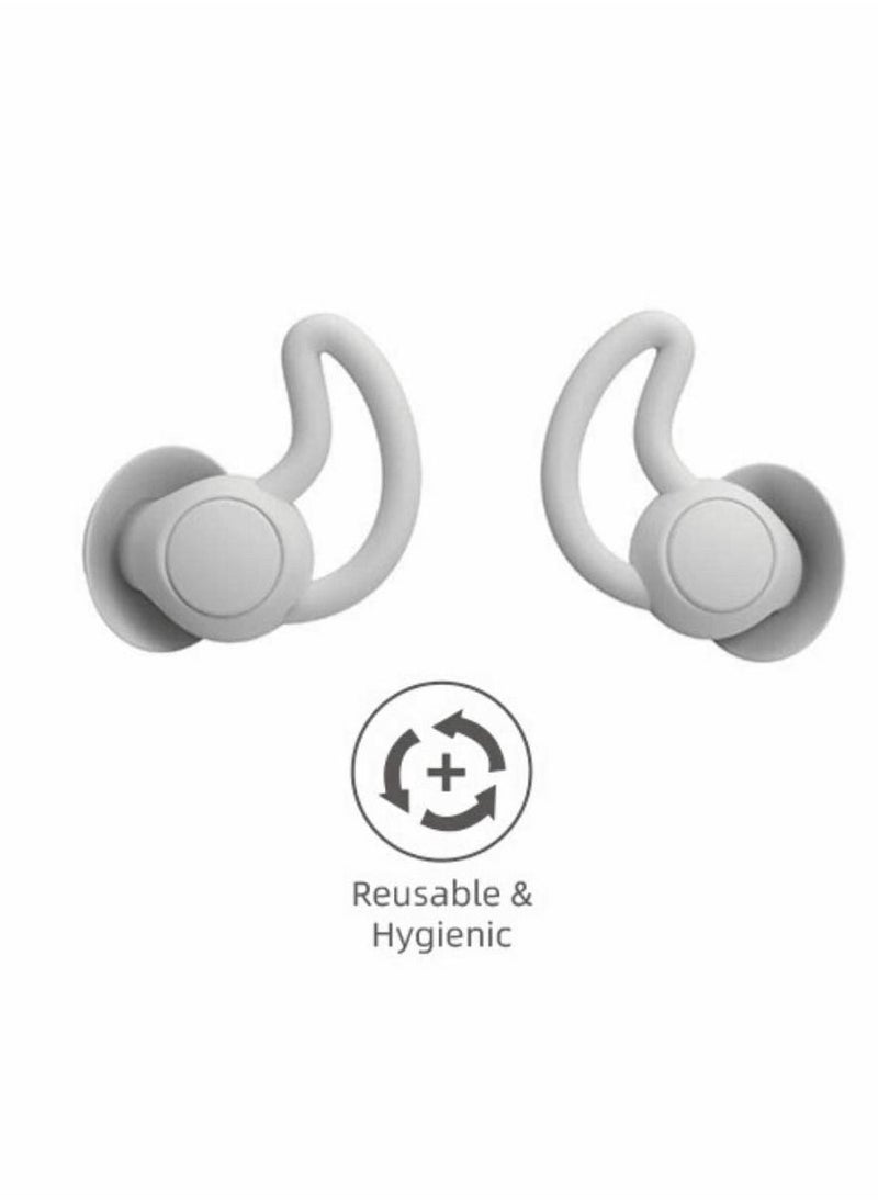 Generic Reusable Silicone Ear Plugs Noise Reduction Earplugs, Easy to Use and Carry, Sleeping Ear Plugs Ear Caps for Light Sleeper Work Read TravelLightweight and Small (Grey)  - Image 4