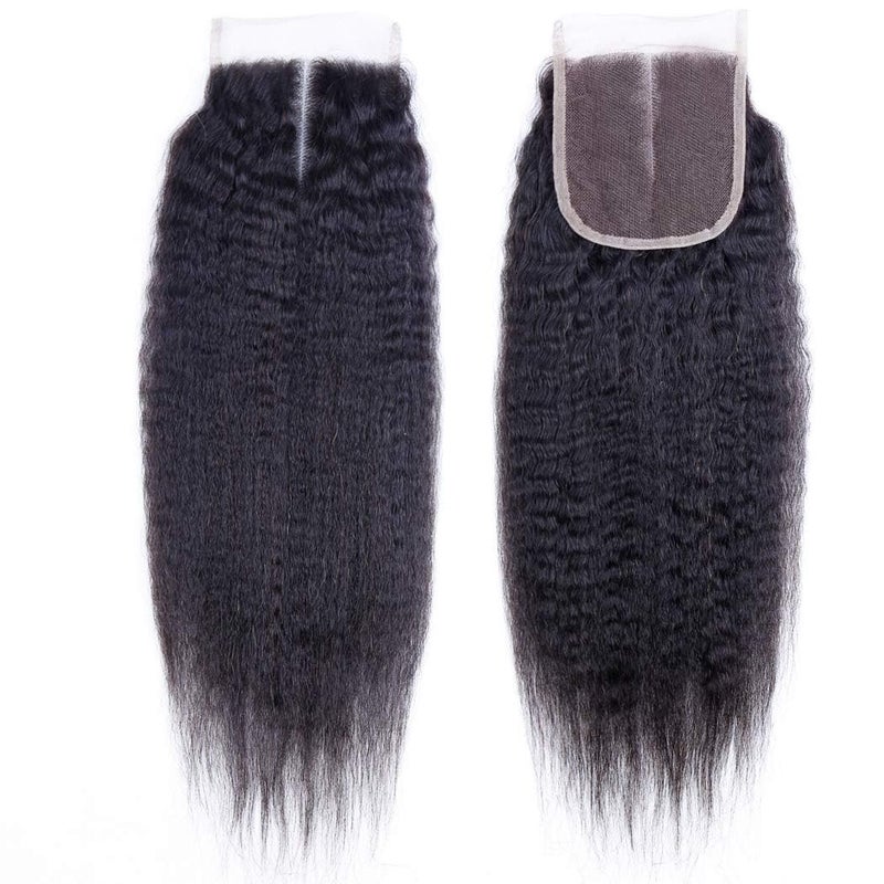 Selina Lace Closure Kinky Straight 4x4 Hd Lace Closure Kinky Straight Human Hair Free Part Hair Natural Black 8 Inch - Image 2